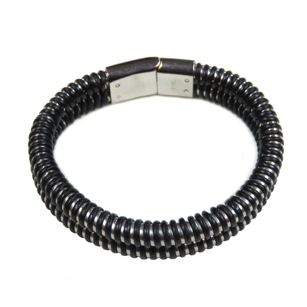 Inox Women's Stainless Steel Bracelet with Black Accents